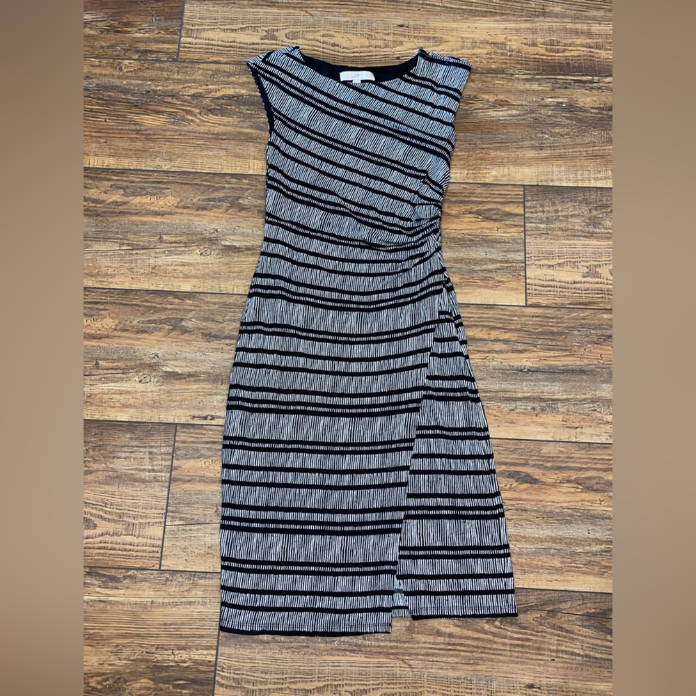 Black and white loft midi dress